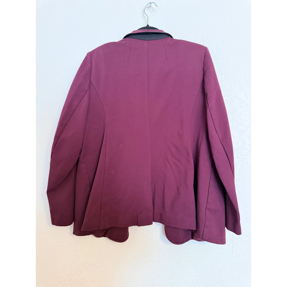 Lane Bryant The Bryant Blazer Plum Burgundy Faux Leather Trim Jacket Size 18 - Picture 4 of 5